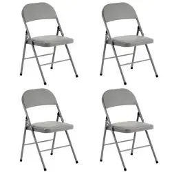 4pcs Elegant Foldable Iron & PVC Chairs For Convention & Exhibition Gray