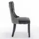 Furniture,Modern, High-end Tufted Solid Wood Contemporary PU And Velvet Upholstered Dining Chair With Wood Legs Nailhead Trim 2-Pcs Set, Black&Gray, SW2101BG