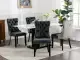 Furniture,Modern, High-end Tufted Solid Wood Contemporary PU And Velvet Upholstered Dining Chair With Wood Legs Nailhead Trim 2-Pcs Set, Black&Gray, SW2101BG