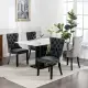 Furniture,Modern, High-end Tufted Solid Wood Contemporary PU And Velvet Upholstered Dining Chair With Wood Legs Nailhead Trim 2-Pcs Set, Black&Gray, SW2101BG