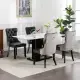 Furniture,Modern, High-end Tufted Solid Wood Contemporary PU And Velvet Upholstered Dining Chair With Wood Legs Nailhead Trim 2-Pcs Set, Black&Gray, SW2101BG