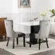 Furniture,Modern, High-end Tufted Solid Wood Contemporary PU And Velvet Upholstered Dining Chair With Wood Legs Nailhead Trim 2-Pcs Set, Black&Gray, SW2101BG