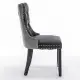 Furniture,Modern, High-end Tufted Solid Wood Contemporary PU And Velvet Upholstered Dining Chair With Wood Legs Nailhead Trim 2-Pcs Set, Black&Gray, SW2101BG