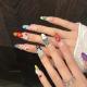 Island Elf Trendy Wearable Nails Featuring French-style 3D Floral And Insect Carvings
