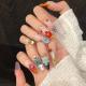 Island Elf Trendy Wearable Nails Featuring French-style 3D Floral And Insect Carvings