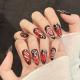 Red-brown Muted-vein 3D Nail Art Cool And Edgy Heart-patterned Trend Piece Handmade And Wearable