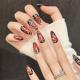Red-brown Muted-vein 3D Nail Art Cool And Edgy Heart-patterned Trend Piece Handmade And Wearable
