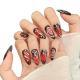 Red-brown Muted-vein 3D Nail Art Cool And Edgy Heart-patterned Trend Piece Handmade And Wearable