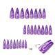 24 PCS Devils Claws Press On Nails,3D Curve Line Acrylic False Nails, Long Stiletto Glossy Purple Glitter, Gel Glue On Nails Manicure Sparkly Stick Ons
