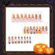 24 PCS Press On False Nails Short Medium Length Full Cover Acrylic Fake Nails Almond Shaped Ballerina Nails Cute Pumpkin Bat Ghost Spider Reusable Nails Nail Salons Home DIY