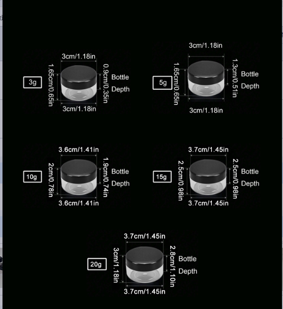 Eye shadow cream dispensing box-black-3g-25 pcs - Option1