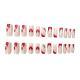 24 PCS Red And White Heart Nail Art, Long Length Long Water Pipe Fake Nails,Square Head Nail Tips False Nail