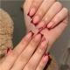 24 PCS Valentines Day Press On Nails, French Tip Medium Square Wine Red Heart Fake Nails Natural Fit Gel Acrylic Nails, Glue On Nails False Nail Set