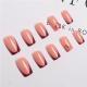 24 PCS Valentines Day Press On Nails, French Tip Medium Square Wine Red Heart Fake Nails Natural Fit Gel Acrylic Nails, Glue On Nails False Nail Set