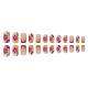 24 PCS Press On Nails Short Square Fake With Nail Glue French False Flower Designs Acrylic Artificial Full Cover Stick For Women