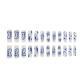 24 PCS Blue Butterfly Art, Long Length Long Water Pipe Fake Nails,Square Head Nail Tips False Nail