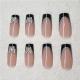 24 PCS Black P Ink Butterfly Nail Art, Long Length Long Water Pipe Fake Nails,Square Head Nail Tips False Nail