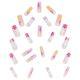 24 PCS Long Flat Flowers Nail Art, Long Length Long Water Pipe Fake Nails,Square Head Nail Tips False Nail