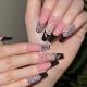 24 PCS Diamond Snake Nail Art, Long Length Long Water Pipe Fake Nails,Square Head Nail Tips False Nail