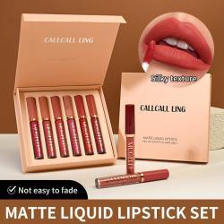 CALLCALL LING Transfer-Proof Velvet Matte Liquid Lipstick Set - 6-Piece Set , Long-Lasting Non-Smudge