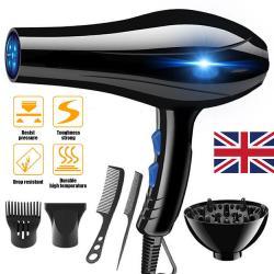 Professional Hair Dryer Nozzle Low Noise 2200w Ionic Blow Dryerwith Diffuser Blu