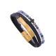 Hand-woven Mens Leather Bracelet Featuring Stainless Steel Beads Paired With A Black Onyx Cross