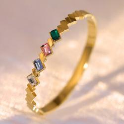 Colorfast Electroplated Diamond Titanium Steel Bracelet