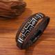 Hand-woven Mens Leather Bracelet With Stainless Steel Nine-eyed DZi Beads