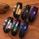 Stainless Steel Multi-colored Hand-woven Mens Leather Bracelet