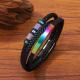 Stainless Steel Multi-colored Hand-woven Mens Leather Bracelet
