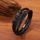 Stainless Steel Multi-colored Hand-woven Mens Leather Bracelet