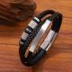 Stainless Steel Multi-colored Hand-woven Mens Leather Bracelet