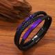 Stainless Steel Multi-colored Hand-woven Mens Leather Bracelet