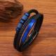 Stainless Steel Multi-colored Hand-woven Mens Leather Bracelet