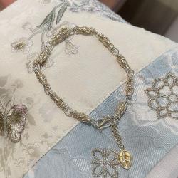1pcs 999.9 Sterling Silver Gold-Plated Tube Link Bracelet, Minimalist Chic Style, For Daily Wear & Office Outfits