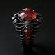 Alloy-inlaid Ruby Gun-black Ring