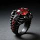 Alloy-inlaid Ruby Gun-black Ring