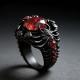 Alloy-inlaid Ruby Gun-black Ring