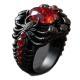Alloy-inlaid Ruby Gun-black Ring