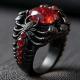Alloy-inlaid Ruby Gun-black Ring