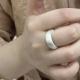 1pcs 999 Sterling Silver Brushed Solid Band Ring, Minimalist Chic Style, For Daily Wear & Casual Office Outfits