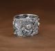 1pcs 999 Sterling Silver Vintage Peony Open Ring, Retro Elegant Style, For Daily Wear & Casual Bohemian Outfits