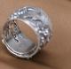 1pcs 999 Sterling Silver Vintage Peony Open Ring, Retro Elegant Style, For Daily Wear & Casual Bohemian Outfits