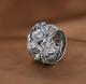 1pcs 999 Sterling Silver Vintage Peony Open Ring, Retro Elegant Style, For Daily Wear & Casual Bohemian Outfits