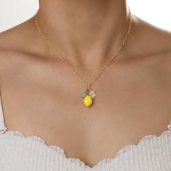 Fashionable New-style Fresh And Sweet Fruit Lemon Flower And Leaf Pendant