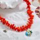 Adjustable Red Coral Bead Choker Necklace For Women