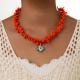 Adjustable Red Coral Bead Choker Necklace For Women