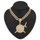 13mm Width Football Pendant Necklace,rhinestone Gold-plated Shark Pendant Necklace, 3D Diamond Gold Zinc Alloy Stainless Steel Religious Zircon