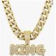 13mm Width Football Pendant Necklace,Full Diamond King Fashion Pendant Necklace, 3D Diamond Gold Zinc Alloy Stainless Steel Religious Zircon
