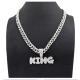 13mm Width Football Pendant Necklace,Full Diamond King Fashion Pendant Necklace, 3D Diamond Gold Zinc Alloy Stainless Steel Religious Zircon